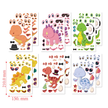 24 Sheets Dinosaur Make a Face Stickers for Kids Todders Activities - TTpen