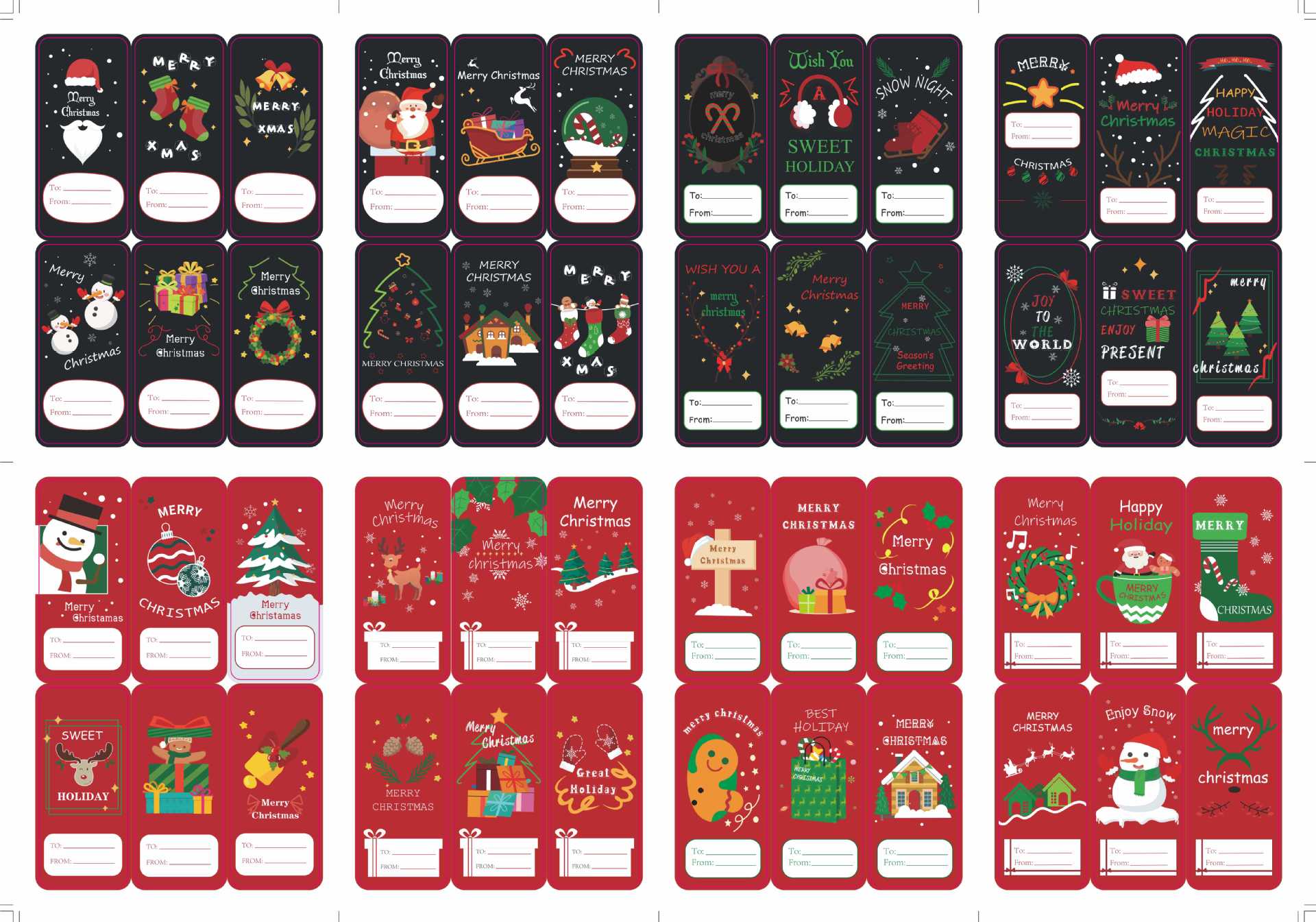 192pcs Merry Christmas To and From Stickers for Gift Box Wrapping