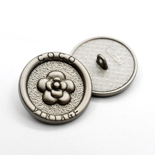 23mm Gold Nickel Round Floral Metal Shank Coat Button 10pcs Nickel