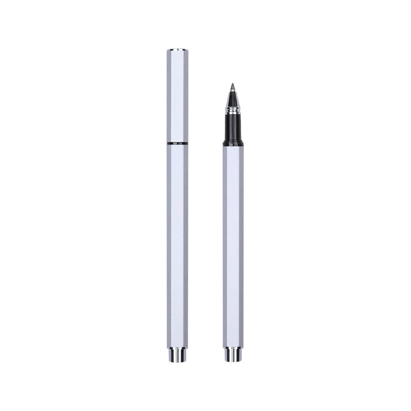 SANKOU JZ11 Four-Sided Metal Gel Pen – 0.5mm Black Ink,Cap Style Silver
