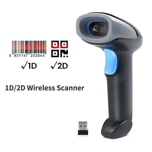 Wireless & USB Wired 1D 2D QR Handheld Barcode Scanner Wireless 2.4G