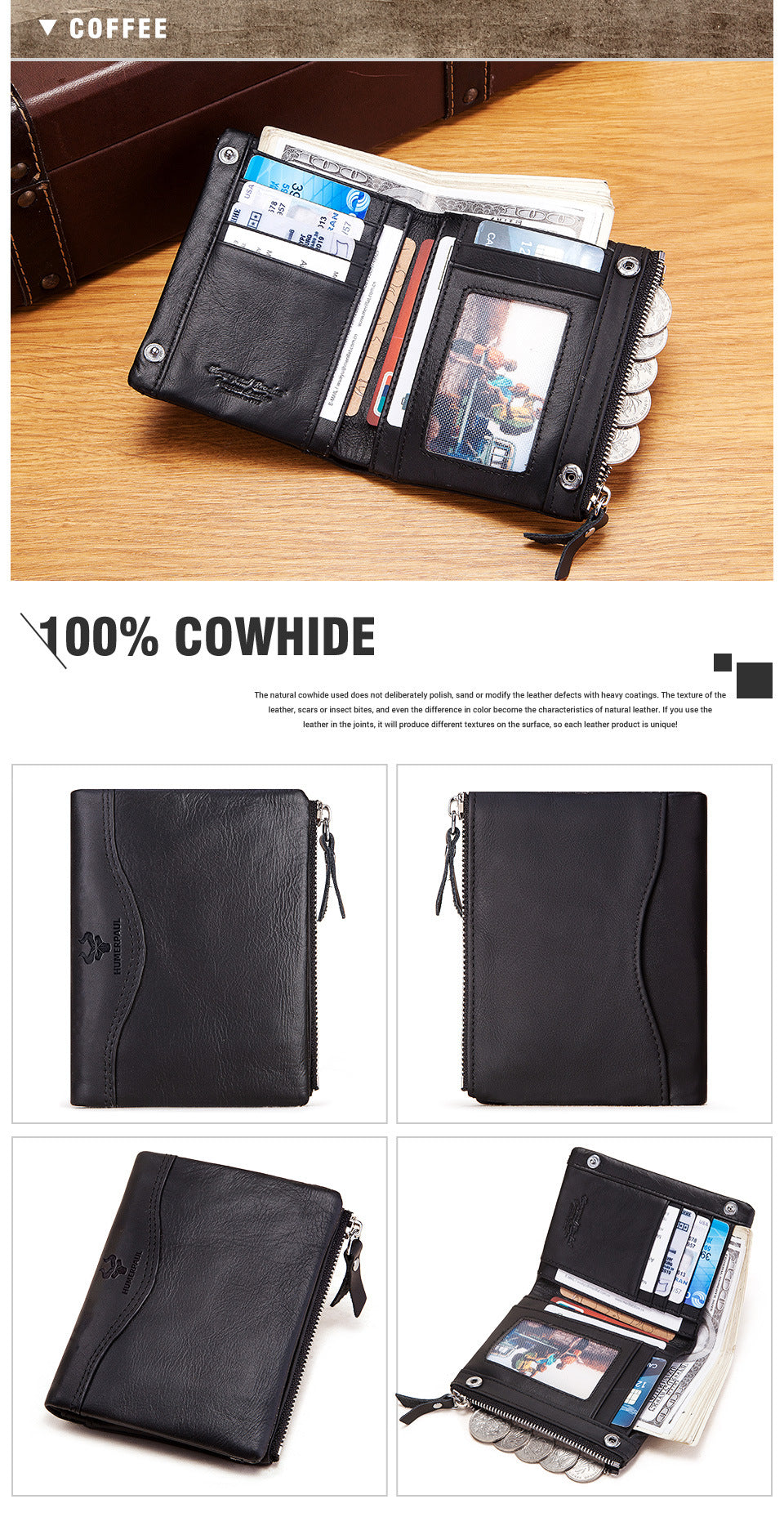 Retro Genuine Leather Short Wallet