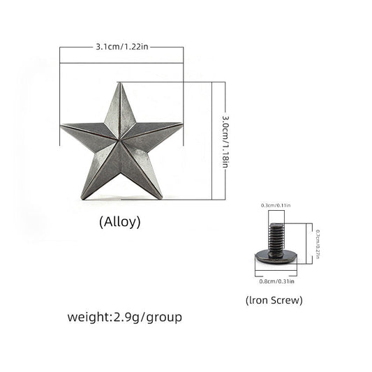 Western Star Screw Rivets - 30x31mm Leather Studs (30-Pack) Gunmetal