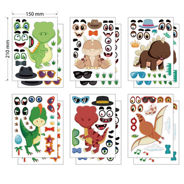 Make a Face Dinosaur DIY Stickers for Kids 24 Sheets