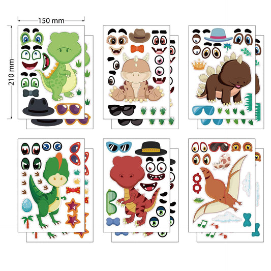 Make a Face Dinosaur DIY Stickers for Kids 24 Sheets