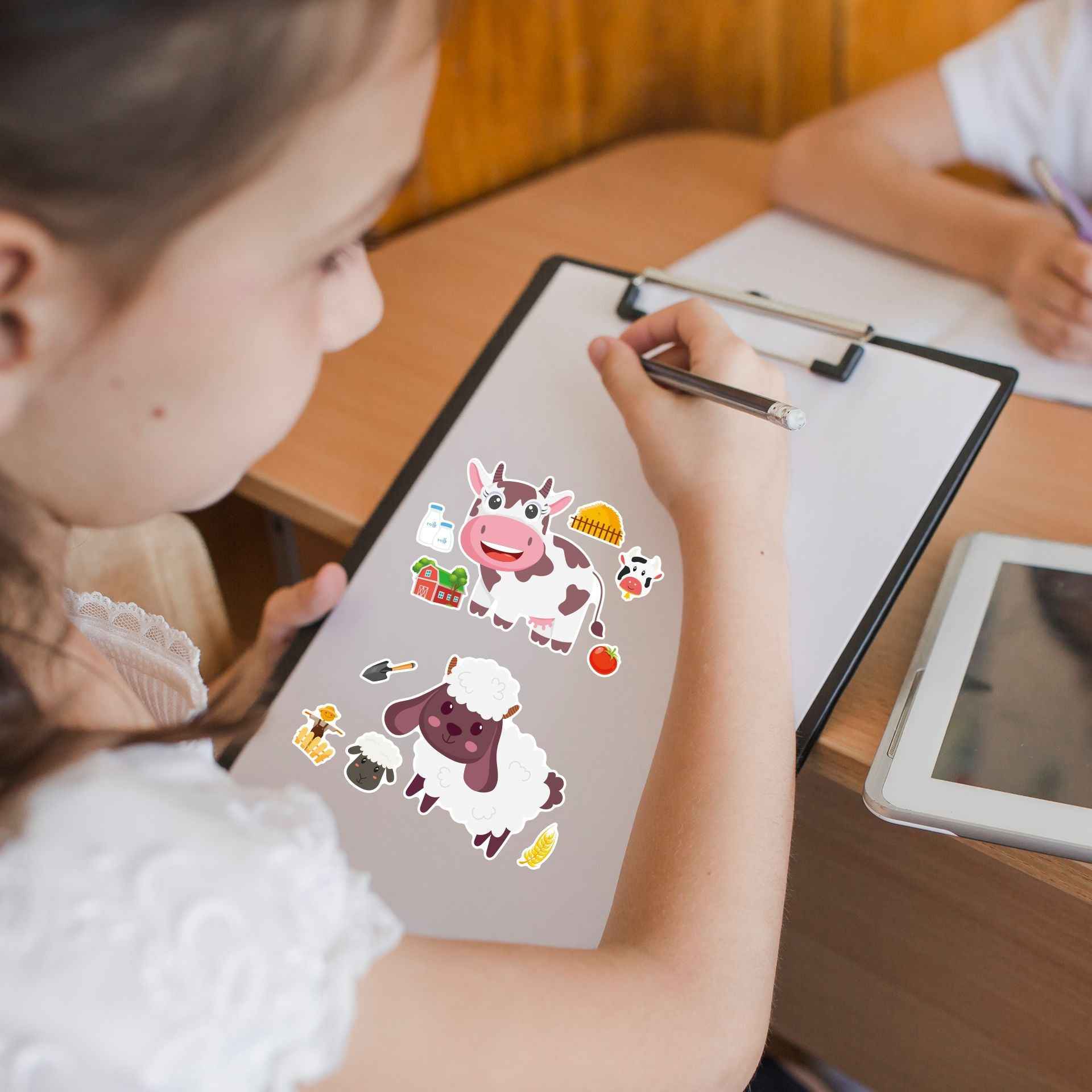 Make a Face Anime Farm Animals Stickers for Kids 24 Sheets