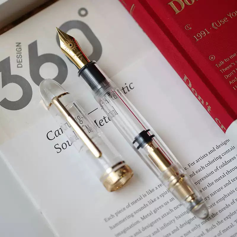 MAJOHN P140 Large Demonstrator Fountain Pen | Full Transparent Body | #8 Nib