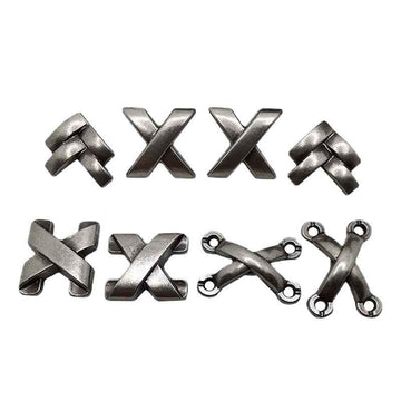 DIY Punk belt studs set: metal X-shaped rivets in 3 styles, 30-pack pieces.