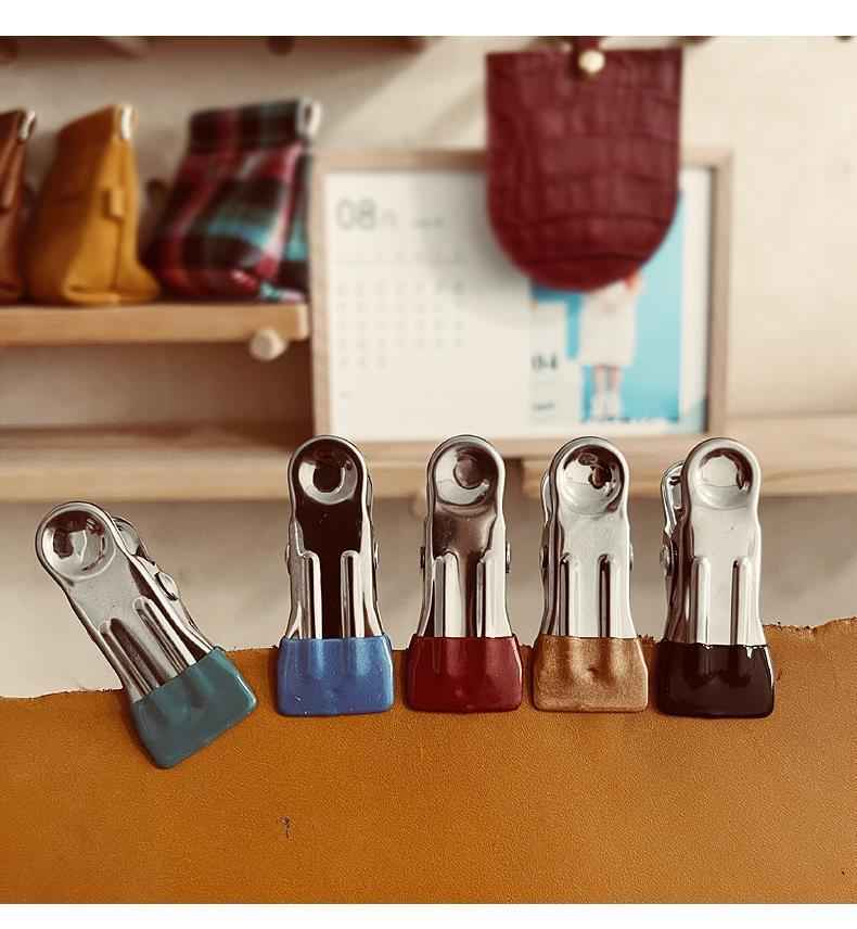 Leather Fabric Stainless Steel Clamp Clips with Rubber Sleeve 10pcs