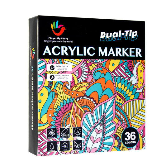 36 Colors Acrylic Paint Bursh Marker Dual Tip Pens