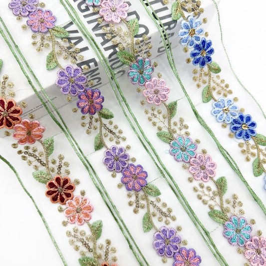 Ethnic Organza Embroidered Lace Trim 10 Yards