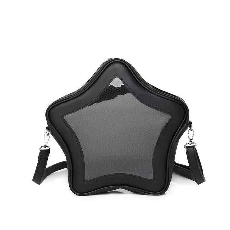 Star Shape Ita Bag Y2K Pins Display PU Leather Backpack