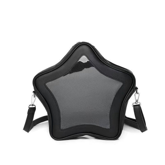 Star Shape Ita Bag Y2K Pins Display PU Leather Backpack