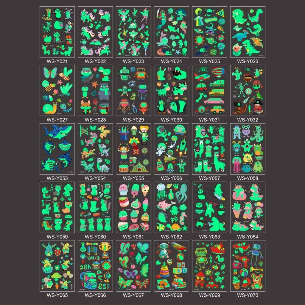 Tatouages Temporaires Lumineux Pour Enfants - Lot De 12 Feuilles (chantier, Pelleteuses) - Paillettes, Résistants à L'eau - Pour Fêtes, Anniversaires