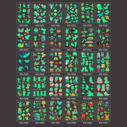 30 Sheets Luminous Tattoos for Kids Glow Party Supplies Birthday Gifts