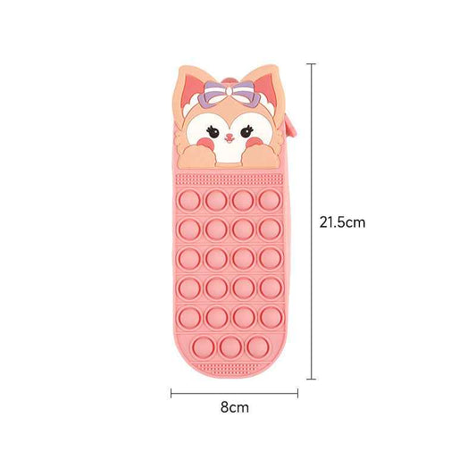 Silicone Cute Fox Pencil Case – Stress Relief Squeeze Toy Pen Bag