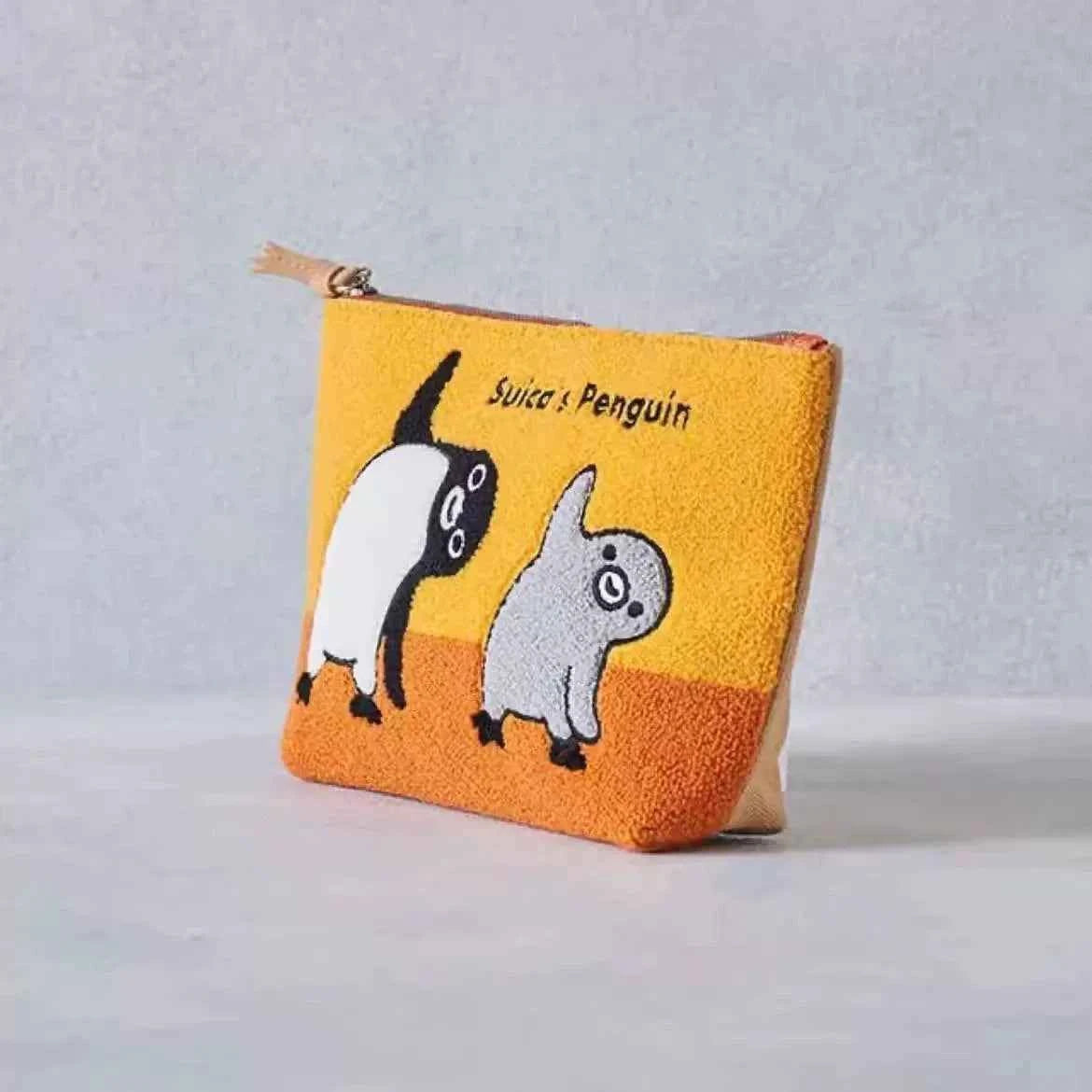 Orange Japanese Suica Penguin Watermelon Embroidered Cosmetic Bag