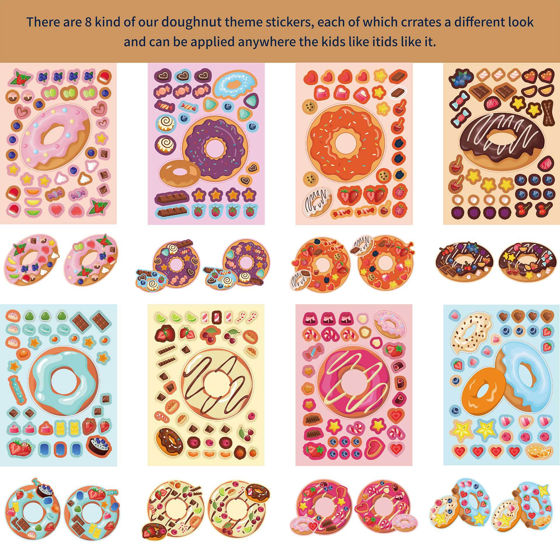 32 Sheets Donuts Make Your Own Stickers for Kids
