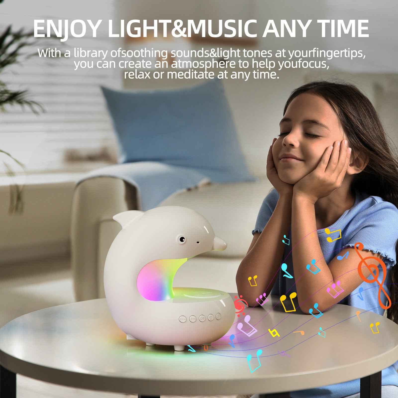 Dolphin Night Light with Wireless Charger & Bluetooth Speaker