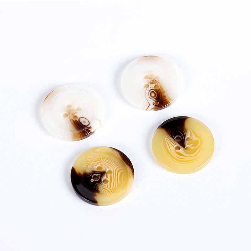 23/25mm resin coat buttons, round, four-hole, mixed white and yellow set