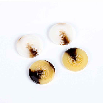 23/25mm resin coat buttons, round, four-hole, mixed white and yellow set