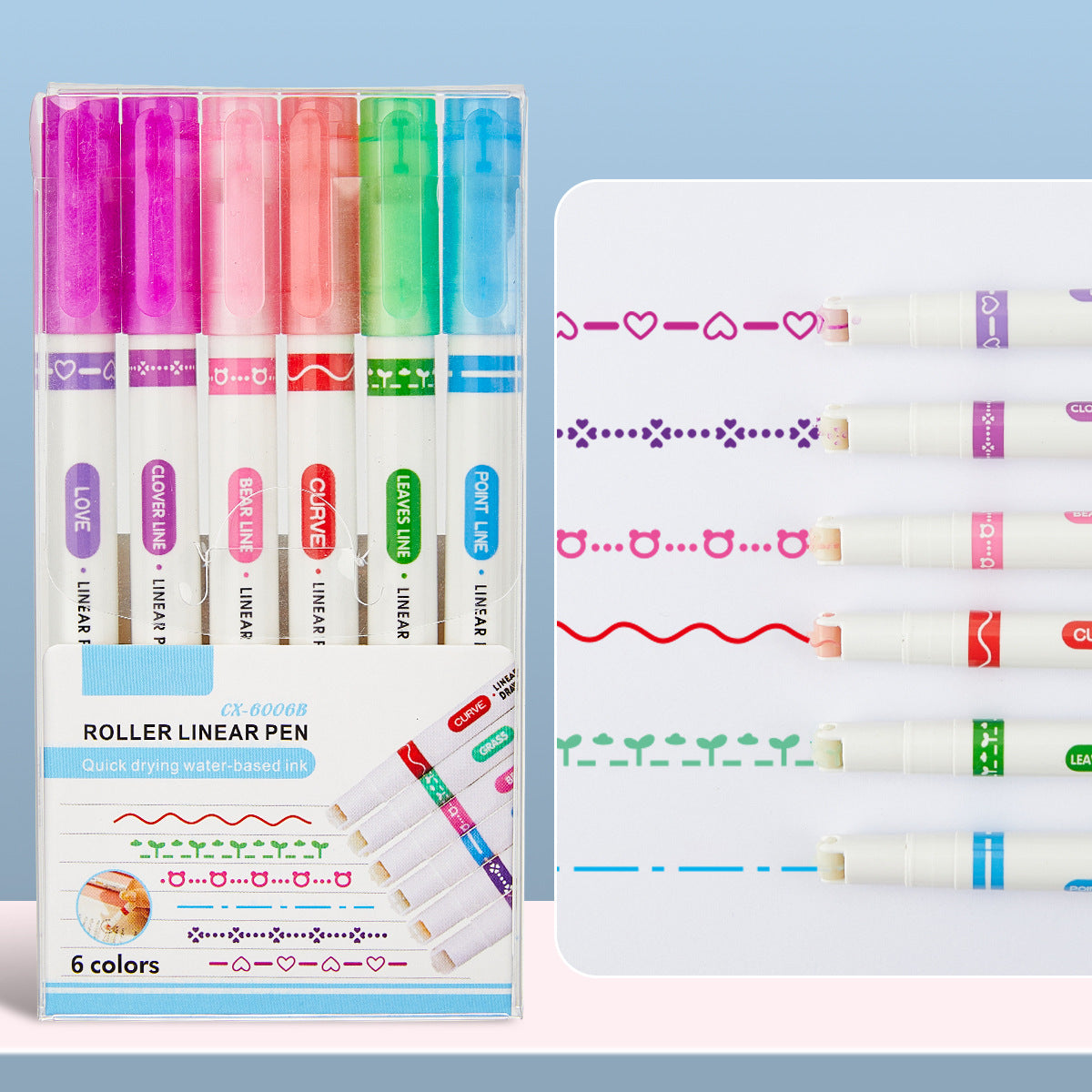 18-Pack Floral Outline Marker Colorful Curve Pens