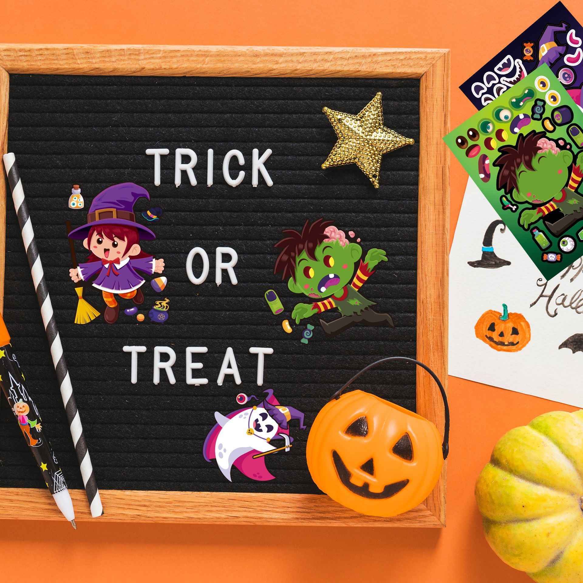 Make a Face Halloween Ghost DIY Stickers for Kids 24 Sheets