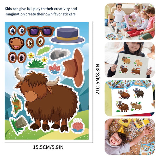 32 Sheets Hightland Cattle Make Your Own Stickers for Kids