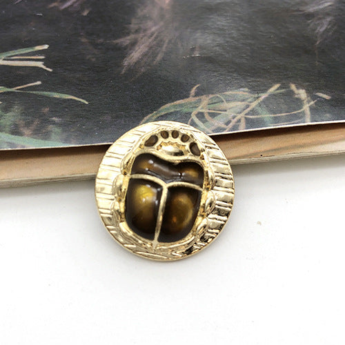 25mm runder Metall-Schaftknopf mit Käfermuster, braun-gold