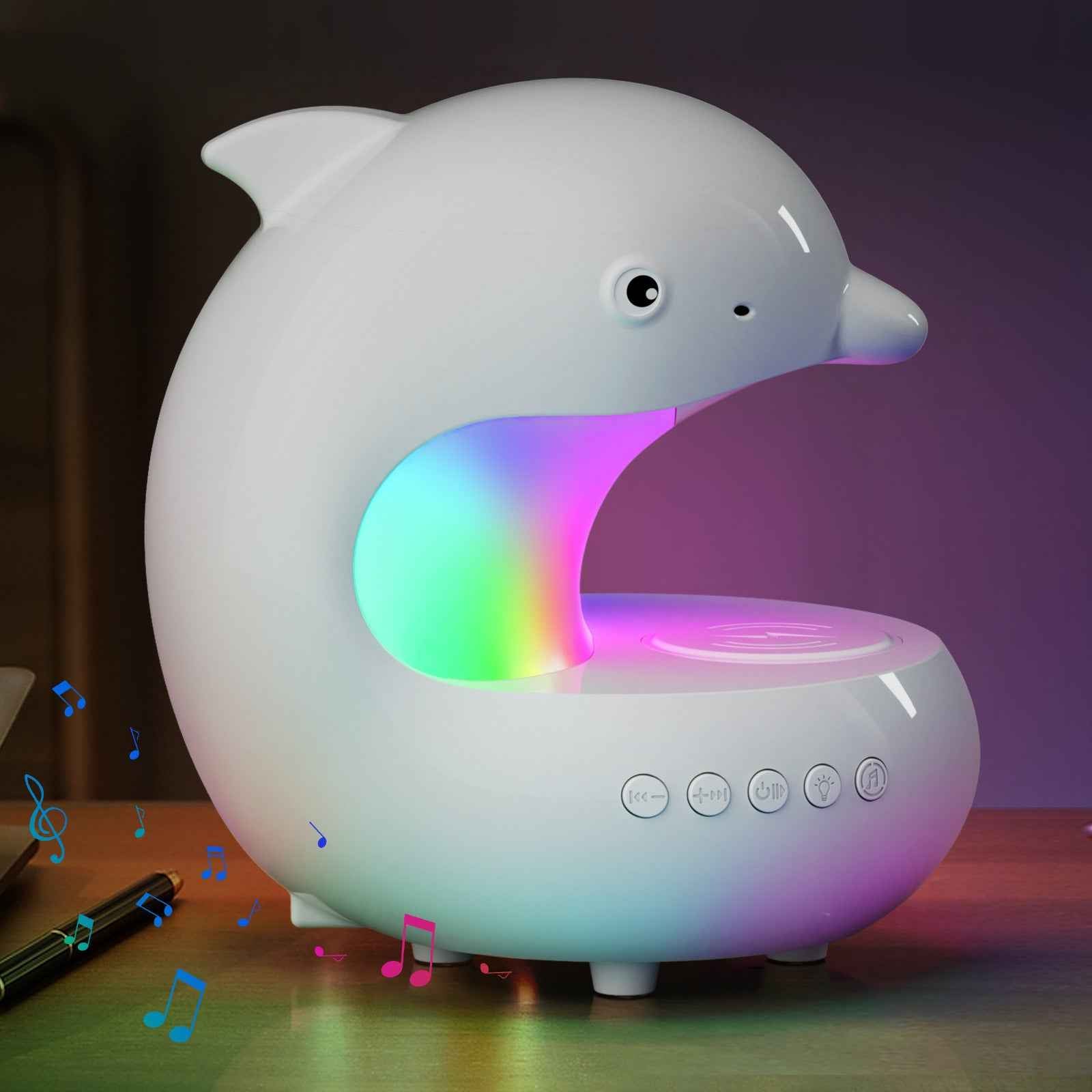 Dolphin Night Light with Wireless Charger & Bluetooth Speaker