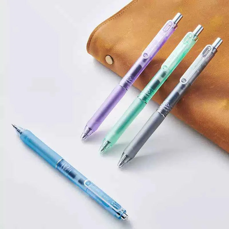 Japanese Penac Silent 0.5MM Click Gel Pen 4 Pack Transparent Barrel