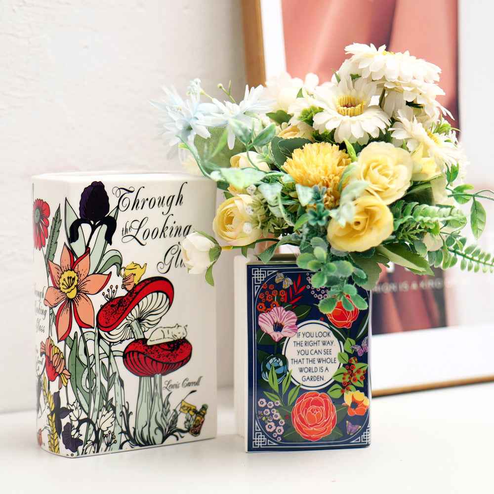 Ceramic Book-Shaped Decorative Planter for Home Decor Book Lovers