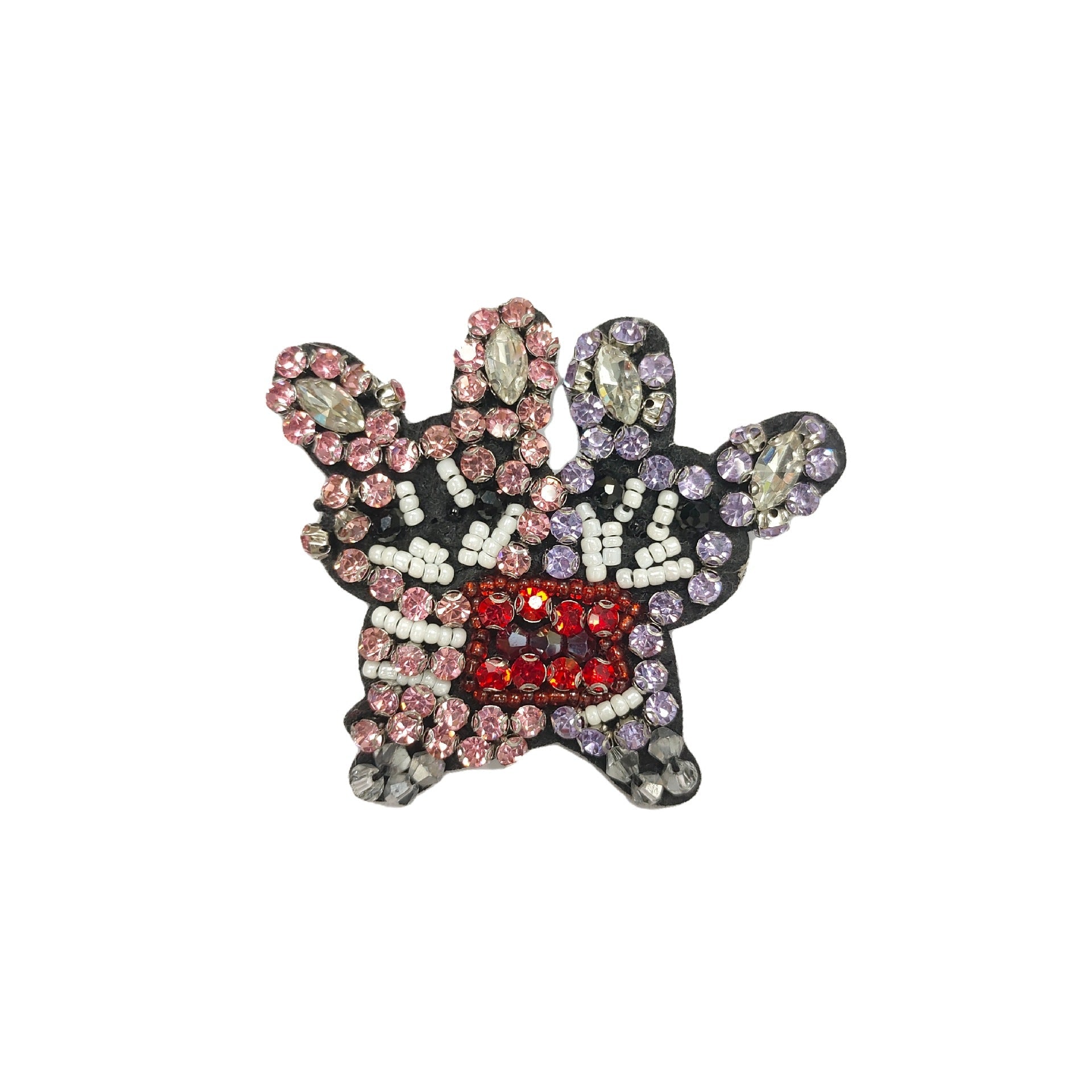 Bunte Strass-Sternapplikation mit roten und lila Highlights