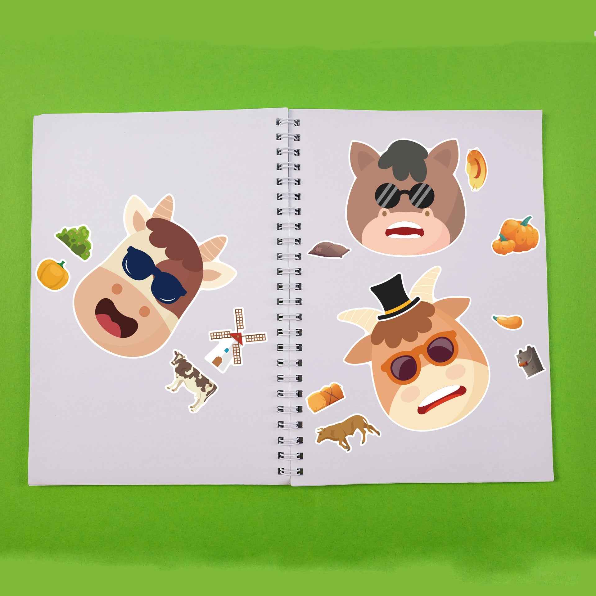 24 Sheets Farm Animals Make Your Own Stickers for Kids