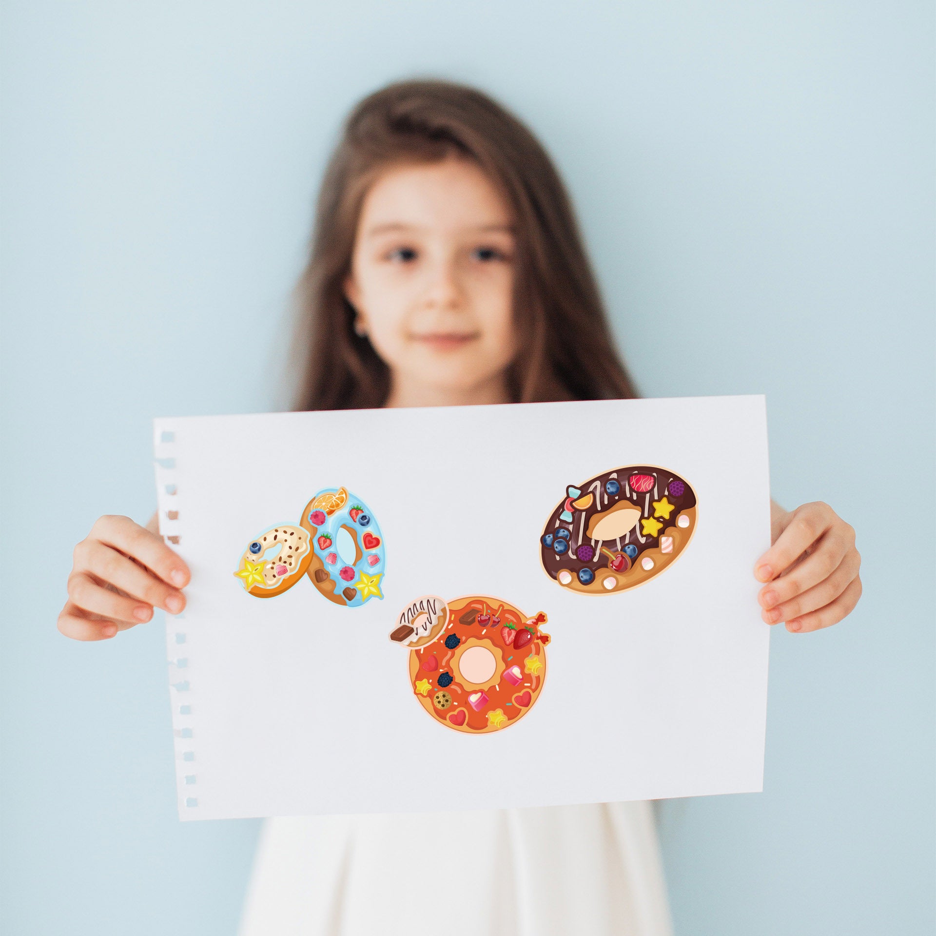 32 Sheets Donuts Make Your Own Stickers for Kids
