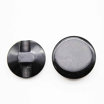 Black round hidden-hole resin button, 13–20 mm (front/back)