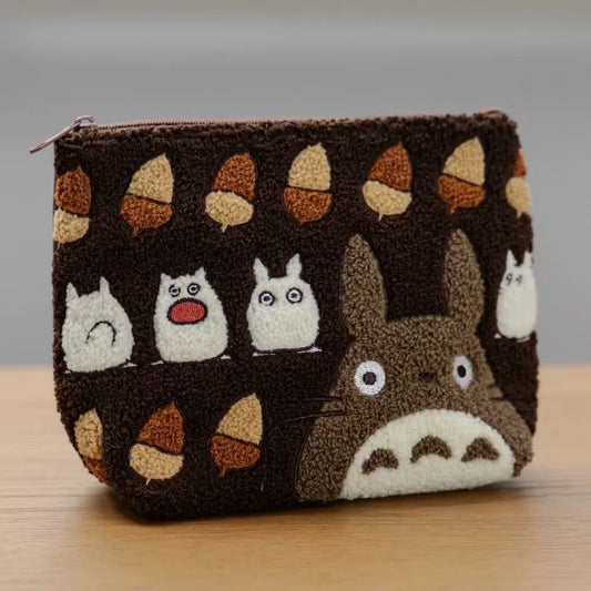 Suloinen Totoro kirjailtu kolikkokukkaro pieni tavarasäilytyspussi meikkipussi