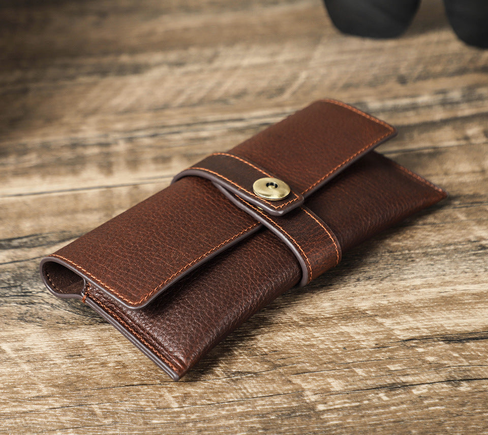 Full-Grain Leather Glasses Case – Handcrafted Magnetic Closure Sunglasses Storage Box