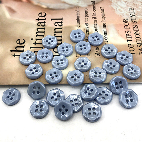 Gray-blue round 4-hole shirt buttons, small buttons with four-hole design