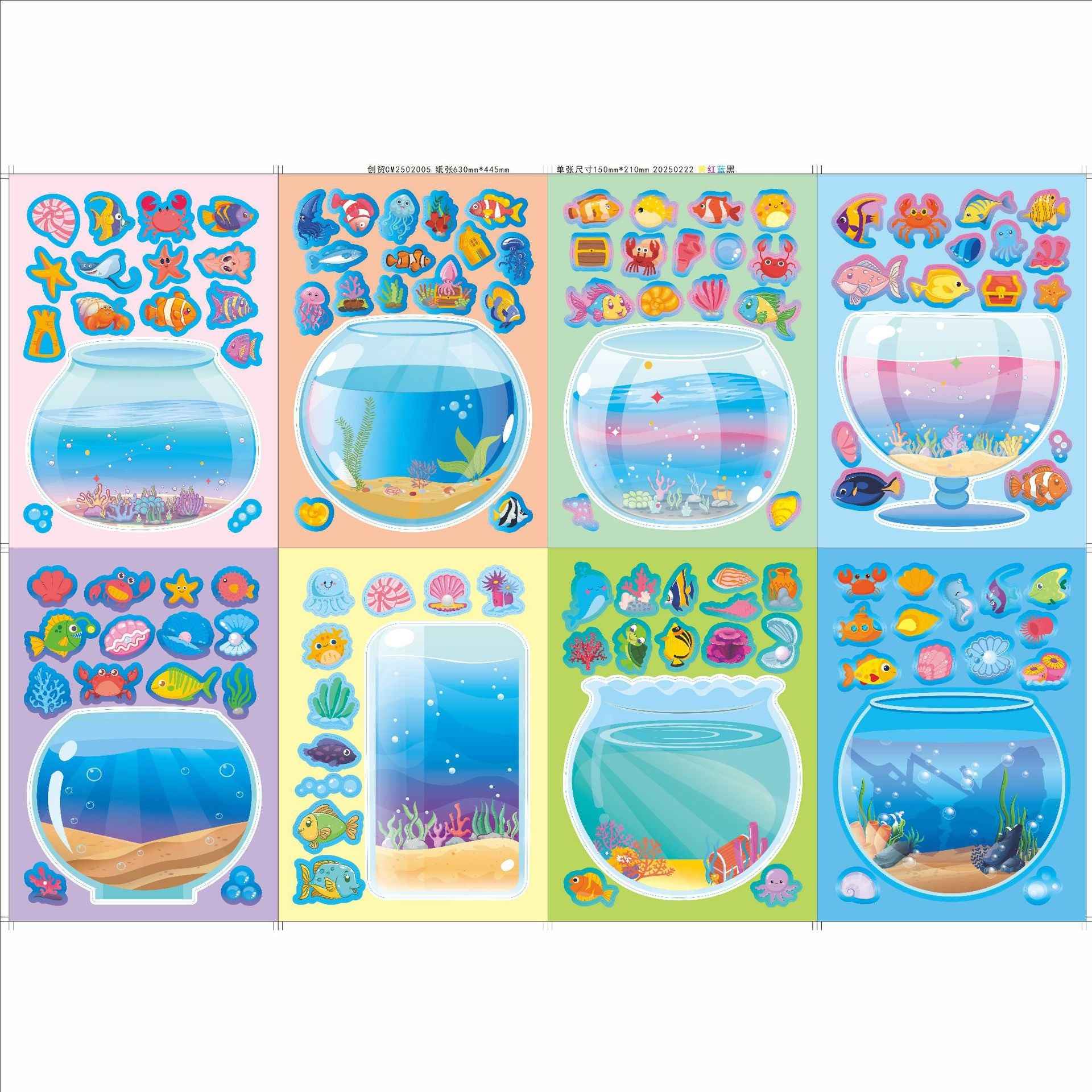 Make a Face Aquarium Fish Tank Stickers for Kids 24 Sheets