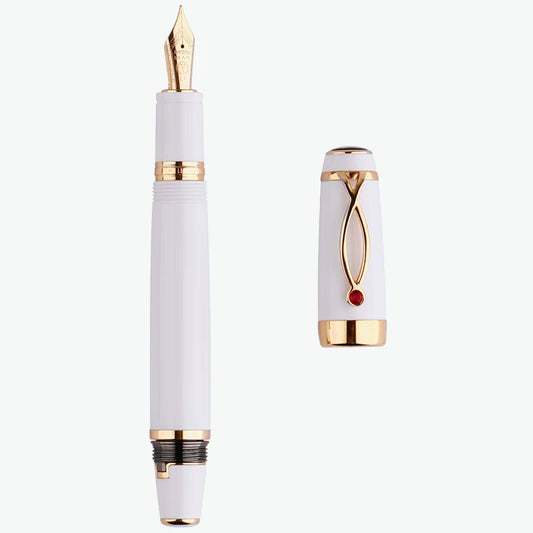 MAJOHN X1 Retractable Fountain Pen | EF Nib,Twist-Retract, White Barrel, Gold Clip