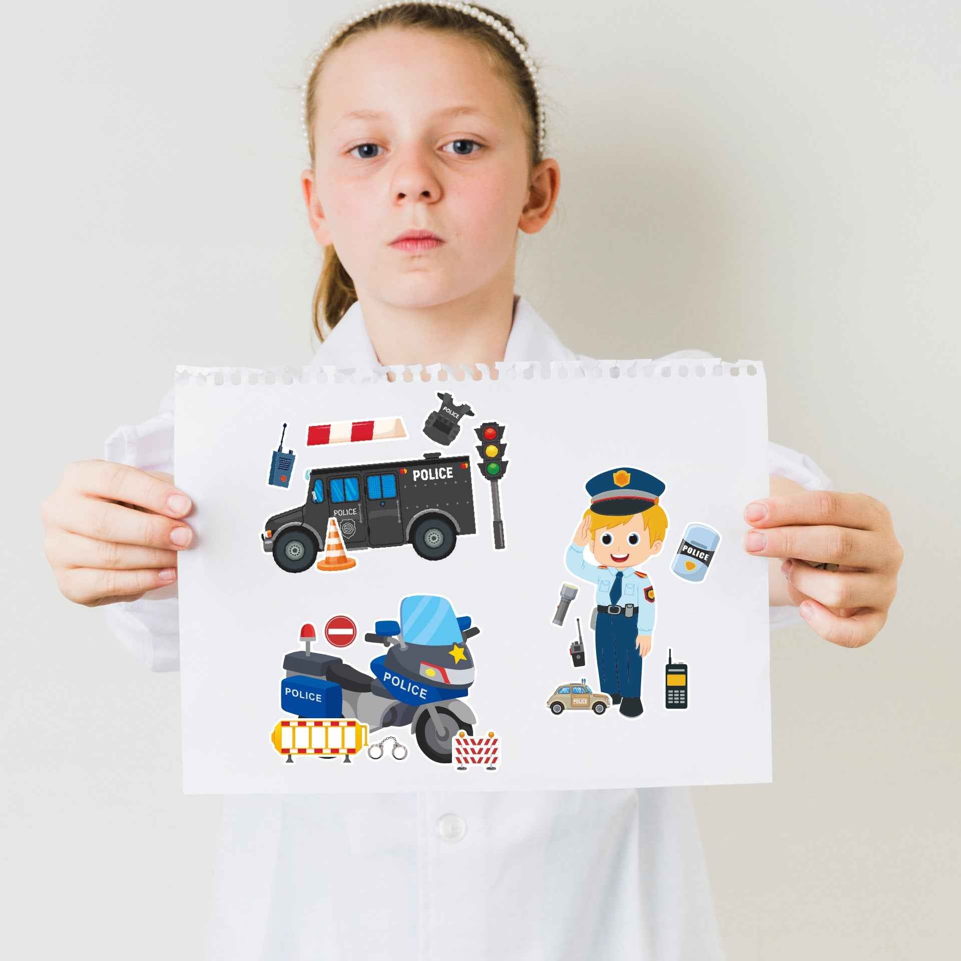 Make a Face Cartoon Police Stickers for Kids 24 Sheets