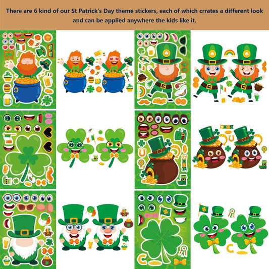 Make a Face Pyhän Patrickin päivän tarrat lapsille 32 arkkia