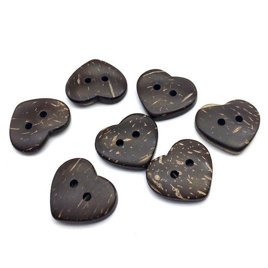 20mm Heart-Shaped Two-Hole Coconut Shell Shirt Buttons 20pcs