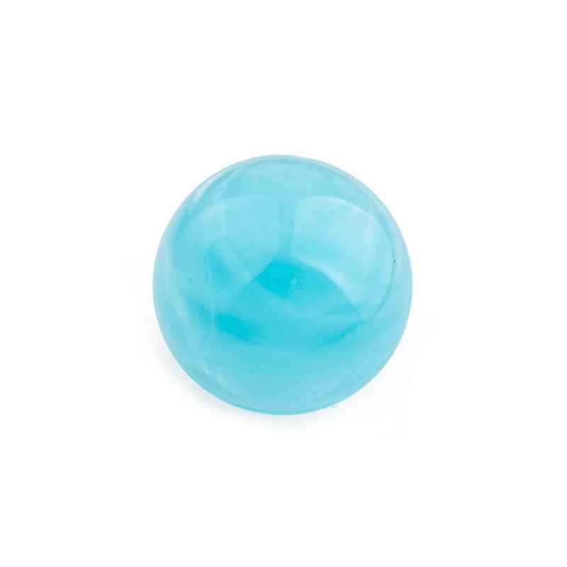 Light blue acrylic mushroom button with shank, round translucent cap