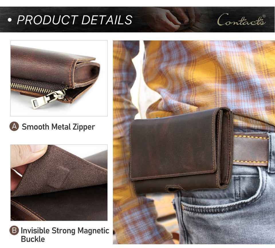Contacts Family Phone Holster – Leather Belt Case for 6.7" Phones