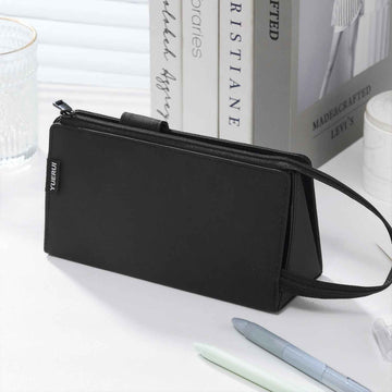 PU Leather Multi-Function Stationery Bag Pen Pouch with Phone Stand