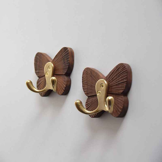 Butterfly-Shaped Wood Wall Hook Adhesive