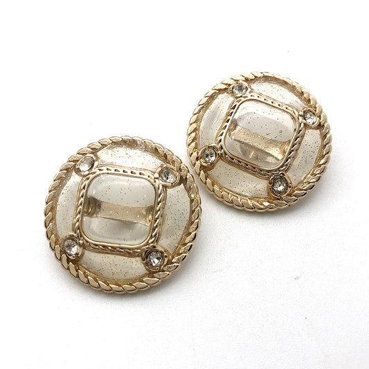 18-27mm Round Metal Transparent Diamond Women’s Coat Buttons 10pcs Gold