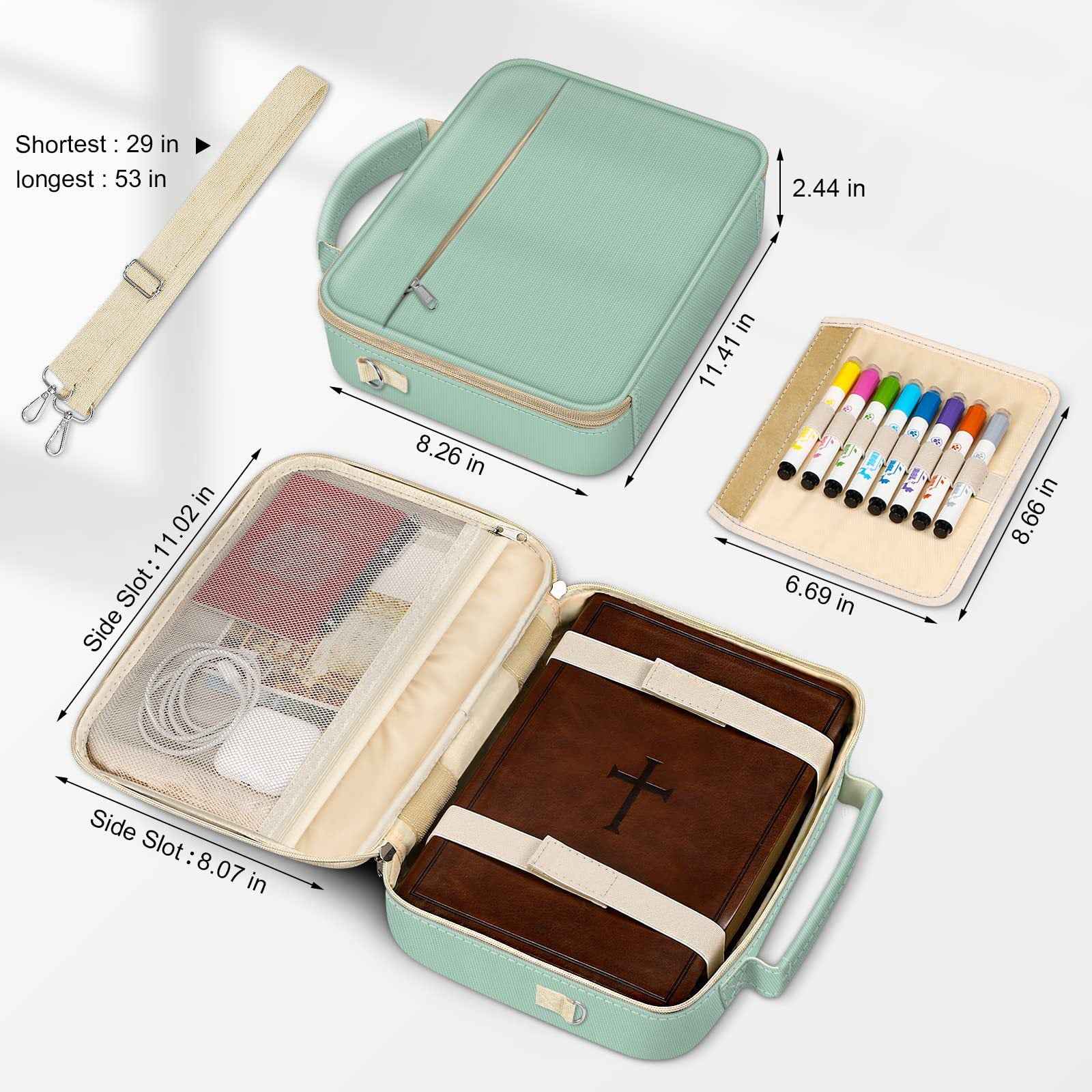 Large Carring Bible Cover Case with Shoulder Strap